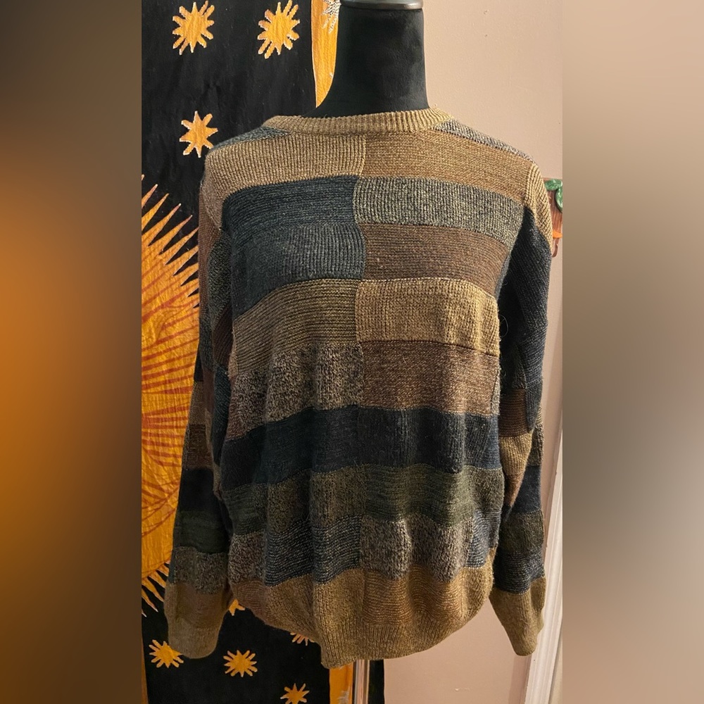 Serafini Vintage Abstract Color Block Sweater